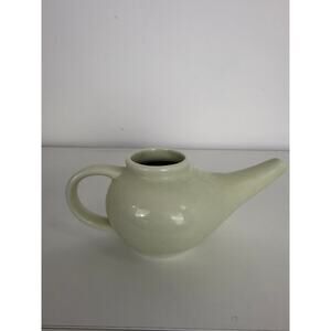Ceramic Pot Nasal Irrigation Teapot Shape Pale Cream Glazed Neti Pot READ